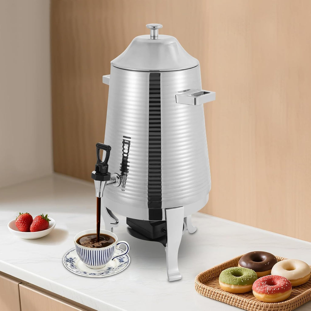 3.43Gal/13L Hot Water Urn, Stainless Steel Commercial Coffee Urn, Electric Hot Water Dispenser for Tea Milk, Industrial Coffee Maker with Stand and Spigot for Parties Catering (Silver)