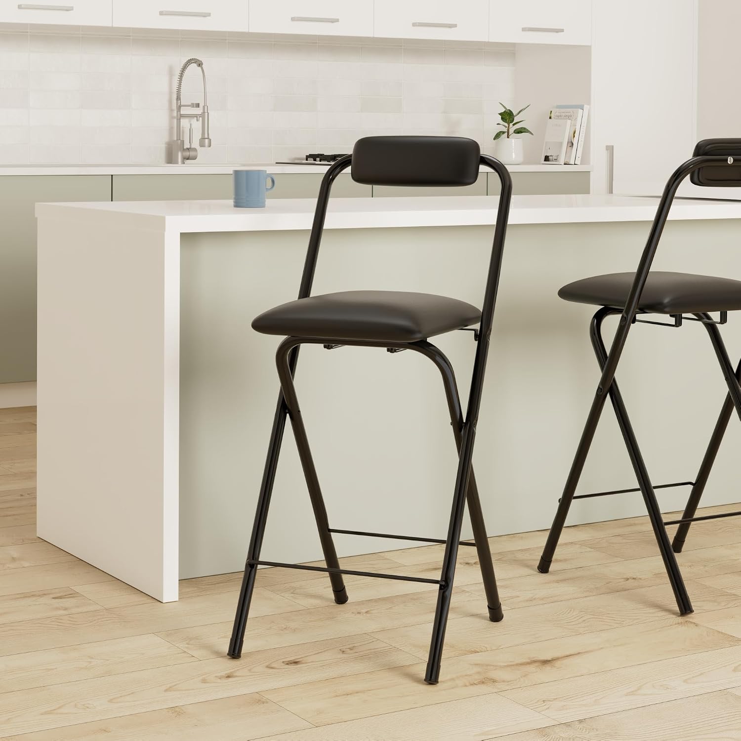 Geelin 4 Pcs 25.6 Inch Folding Chair Stool Chair Foldable Chair Portable Folding Chairs with Padded Seats Small Bar Office Guitar Desk Counter Fold up Sitting Stool Chair for Adults Kids