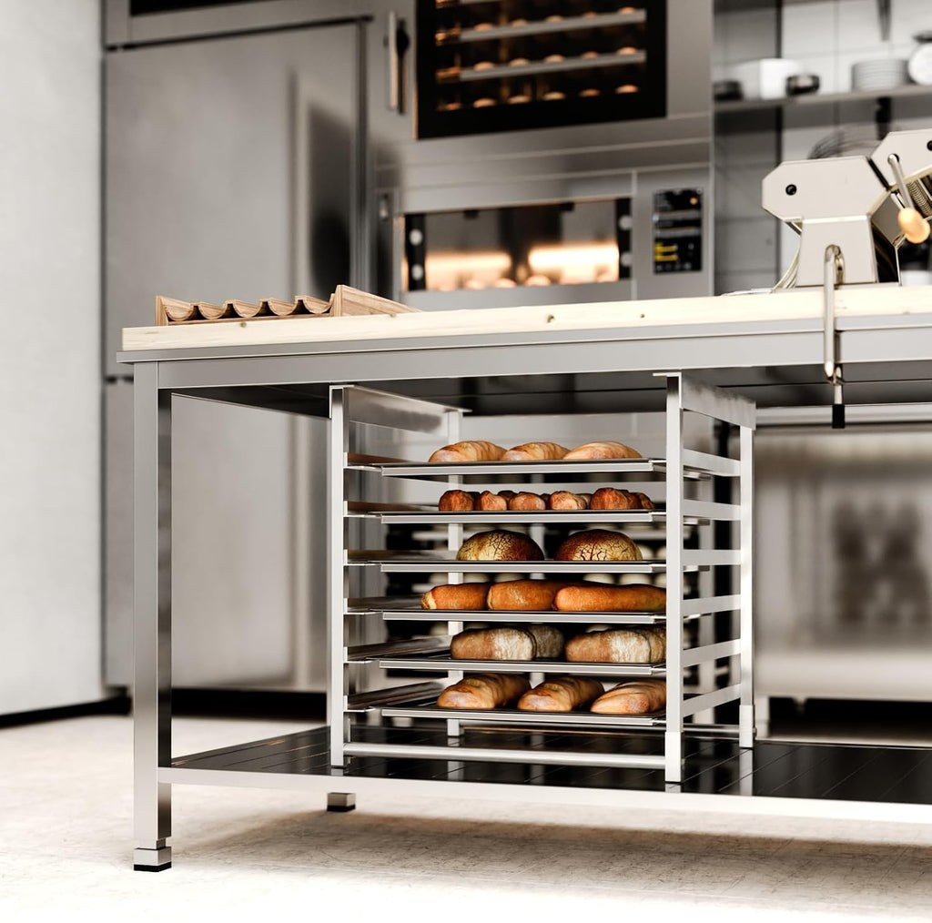 AmGood Table-Mounted Aluminum Bun Pan Rack for 30' Wide Work Tables - 6 Pan Capacity