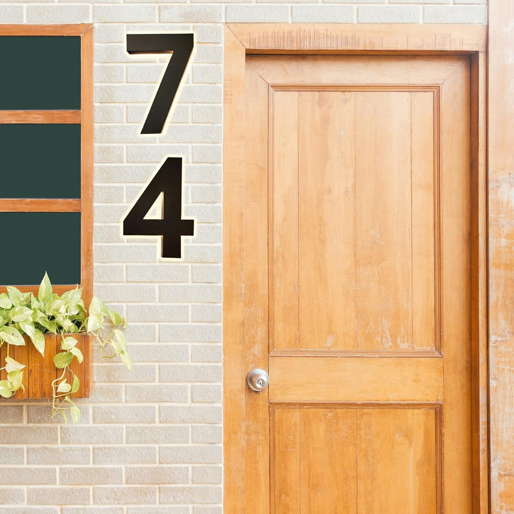 Illuminated House Numbers For Outside, 18' Backlit LED Home Address Numbers, Stainless Steel Light Up Address Numbers Signs For House,F