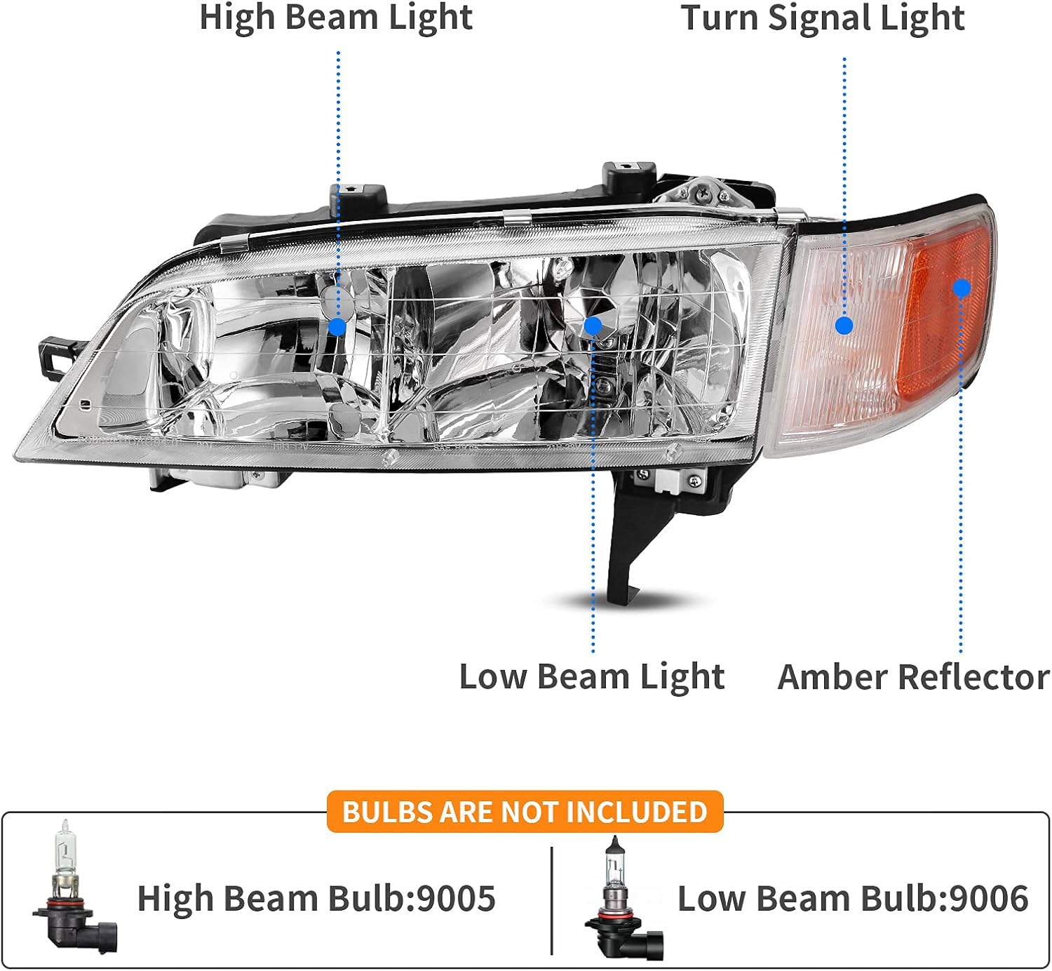 DWVO Headlights Assembly Compatible with 94-97 1994 1995 1996 1997 Accord Headlamp Replacement Pair Driver and Passenger Side