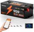 HumsiENK Metal Case 48V 100Ah Golf Cart Battery, 48V LiFePO4 Lithium Battery with Bluetooth APP & LCD Monitor, 15000+ Cycles & Max 10.24kW, Built-in 200A BMS with Low-Temp Protection for Golf Carts