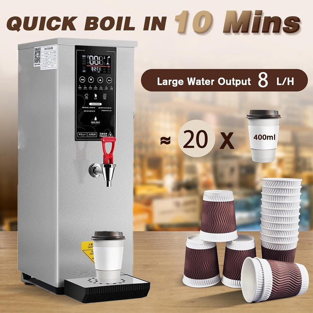 Hot Water Dispenser Commercial Water Boiler Electric Warmer Hot Water Machine, 25L/60L per Hour, Stainless Steel, Large Capacity, 3000W Fast Heating for Restaurant, Hotel, Office,White