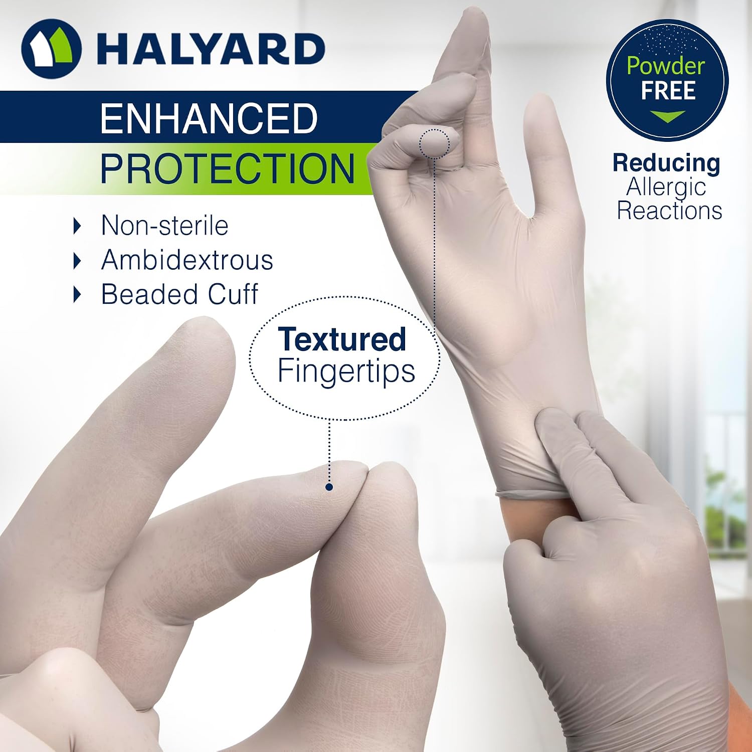 HALYARD Sterling SG Nitrile Powder-Free Exam Gloves, 3.7 mil, 9.5 Inches, Gray, X-Small, 41657 (Case of 2500)
