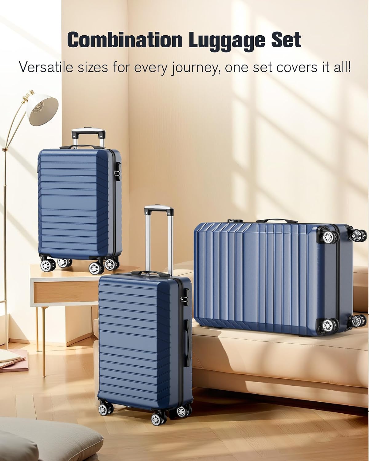 10 Piece Luggage Sets, 3 Piece Suitcase Set, 20 inch Carry on Luggage, 24 inch and 28 inch Checked Luggage with 7PC Packing Bags