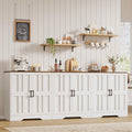 Sideboard Buffet Cabinet, Modern Farmhouse Kitchen Storage Cabinet, 94.5' Modular Accent Cabinet Coffee Station Bar Media Console Table Credenza for Kitchen Dining Room, Living Room Entryway Hallway