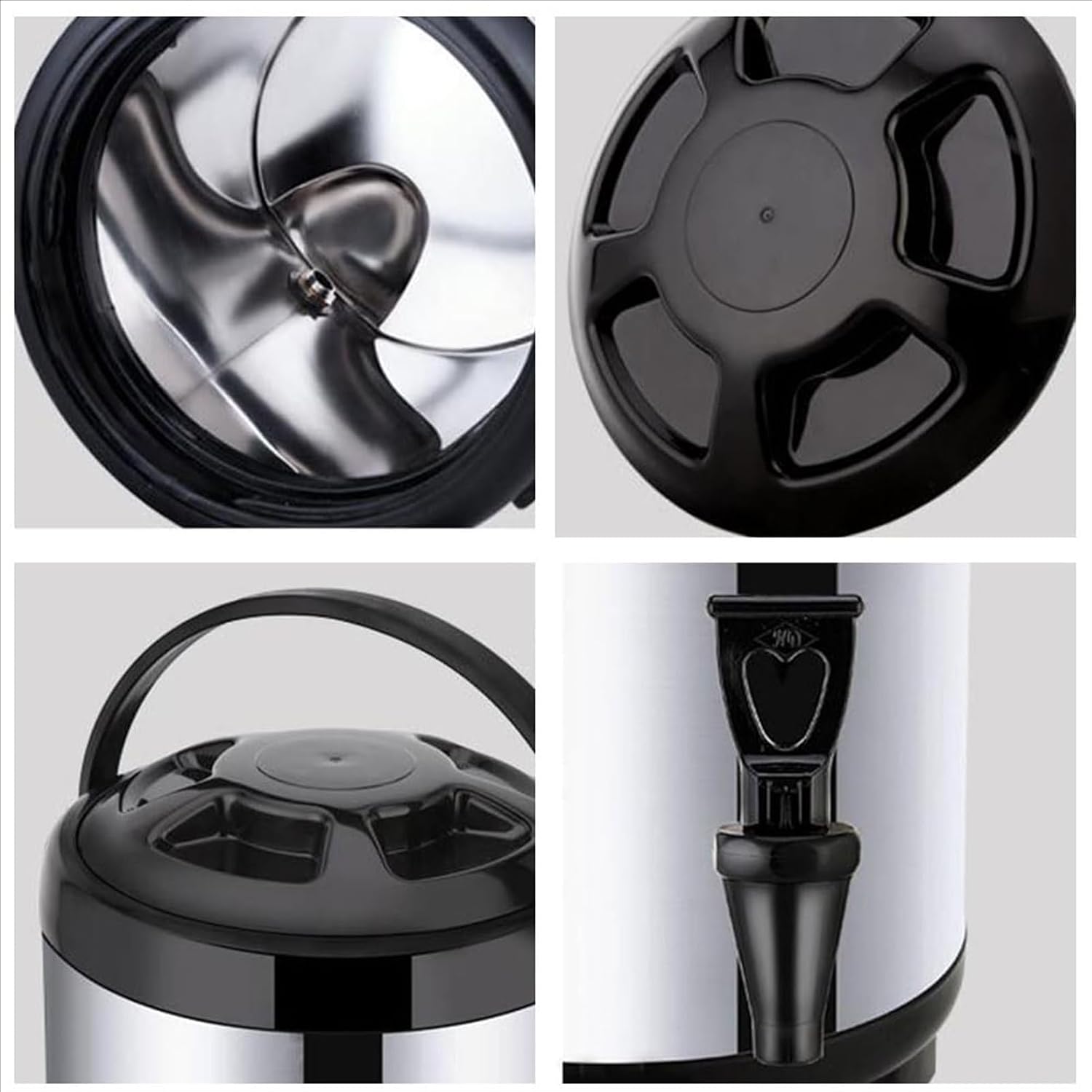Hot and Cold Water Dispenser with Faucet Portable Insulated Beverage Kettle 8L-12L Large Capacity Stainless Steel Tea Coffee Dispenser Water Bottle (A 8L)