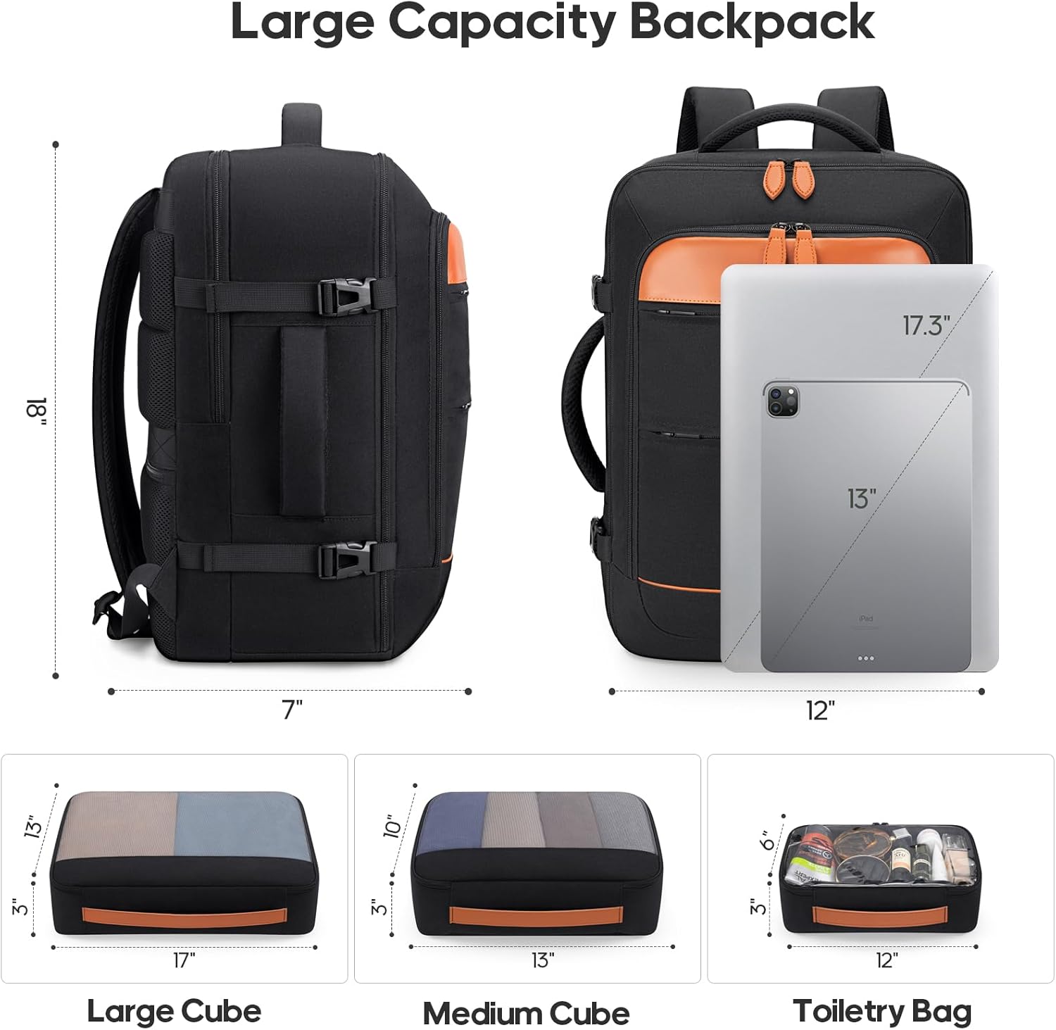 7 Piece Luggage Sets with Premium YKK Zipper, 20/24/28in PC Hardside Suitcase With Spinner Wheels, Luggage Airline Approved, Durable Suitcase Sets with TSA Locks for Travel