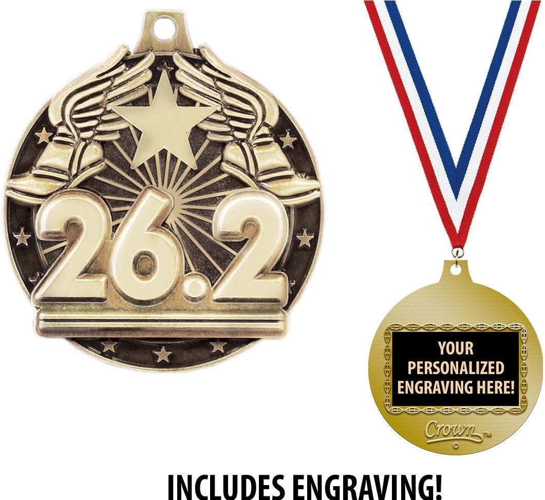Crown Awards Marathon Medals, 2' Gold 26.2 Marathon Race Medal Award with Free Custom Engraving Prime