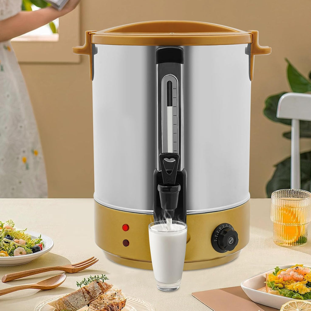 110V 2800W Electric Hot Water Dispenser, Electric Heat Preservation Bucket, Commercial Coffee Maker, Quick Brewing Coffee Urn with Adjustable Temperature, Hot Water Urn for Catering & Events (Gold)