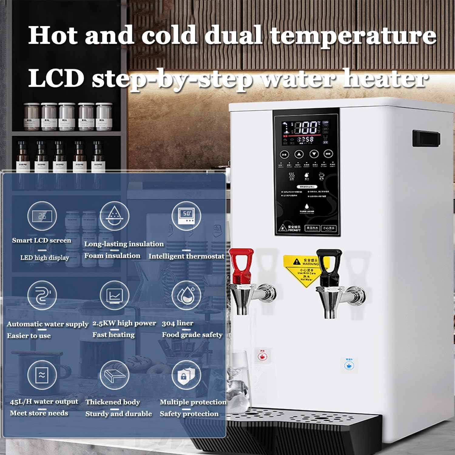 Electric Water Warmer - Commercial Hot Water Dispenser, Automatic Temperature Control 0℃ - 100℃ for Tea and Coffee in Restaurants