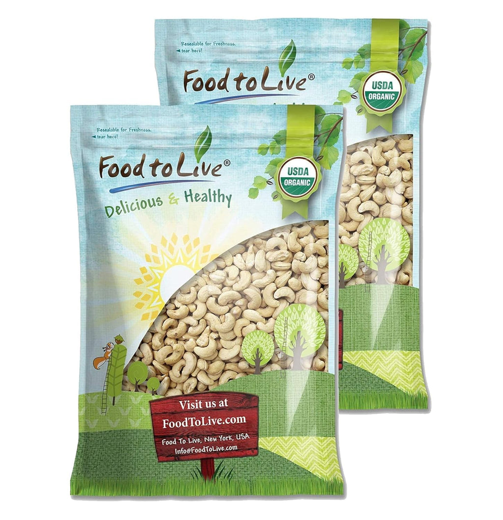Food to Live Organic Cashews, 18 Pounds – Whole, Size W-240, Unsalted, Non-GMO, Kosher, Raw, Vegan, Bulk