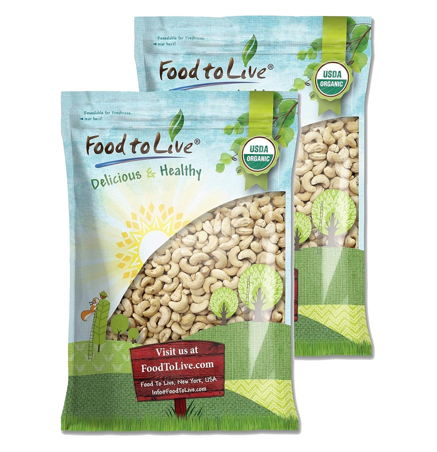 Food to Live Organic Cashews, 18 Pounds – Whole, Size W-240, Unsalted, Non-GMO, Kosher, Raw, Vegan, Bulk