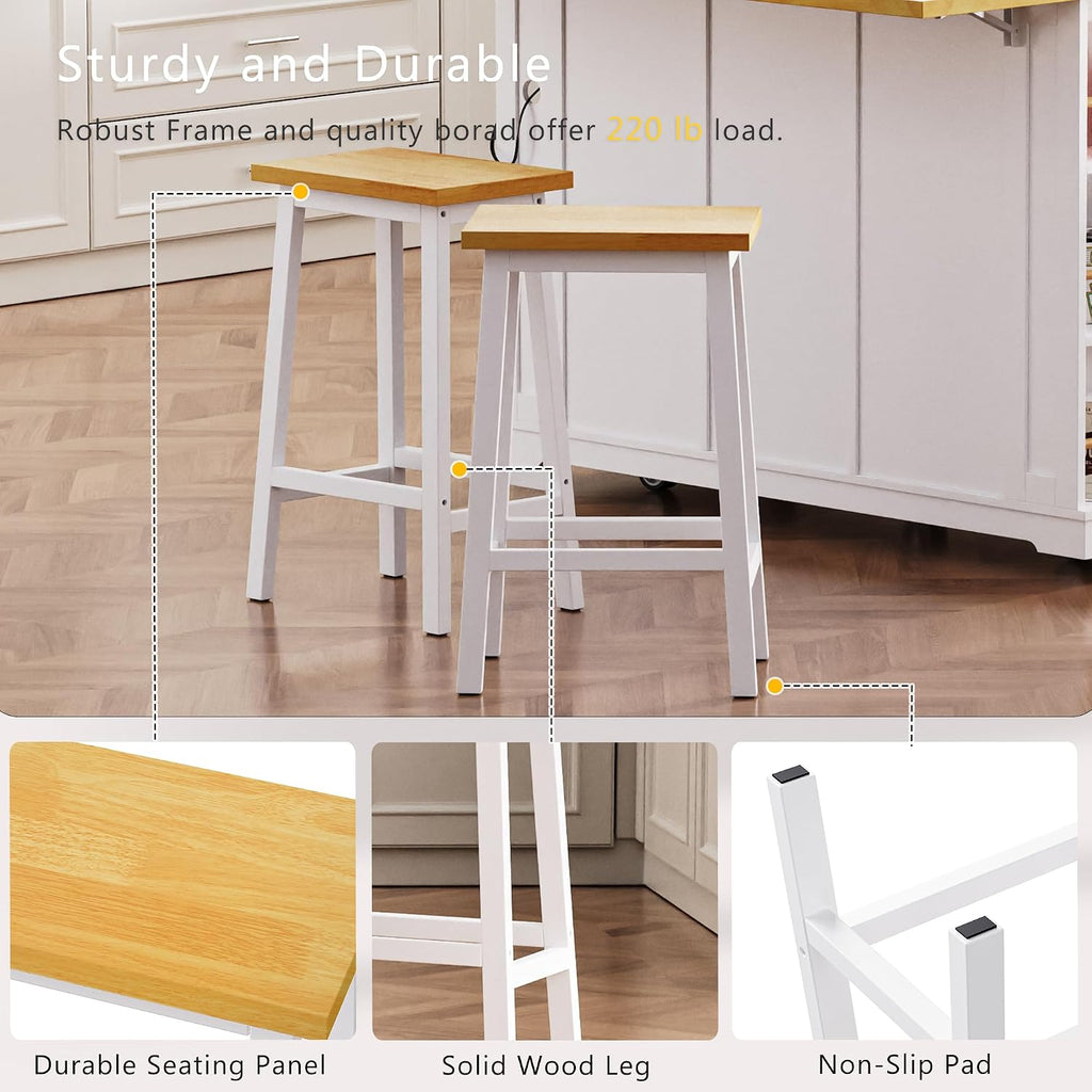 Classic Large Kitchen Island with 2 Bar Stools, Power Outlet,Door Internal Storage Rack, Kitchen Storage Cart on 5 Wheels with Drop Leaf, Used for Home, Dining Room (White/Large)