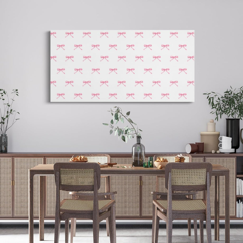 Erosebridal Pink Bow Large Wall Decor 58'x29' Cartoon Bowknot Butterfly Knot Princess Bathroom Wall Art | Dreamy Watercolor Bow Tie Artwork Posters Ribbons Poster Print