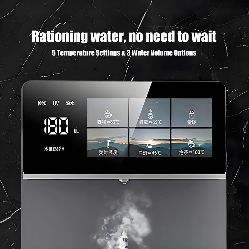 Wall-Mounted Hot Water Dispenser, Instant Water Boiler Lectric Kettles, Touch Screen, with Child Lock, 5 Levels Temperature Control+ 4rd Level Water Volume Control, for Office,B