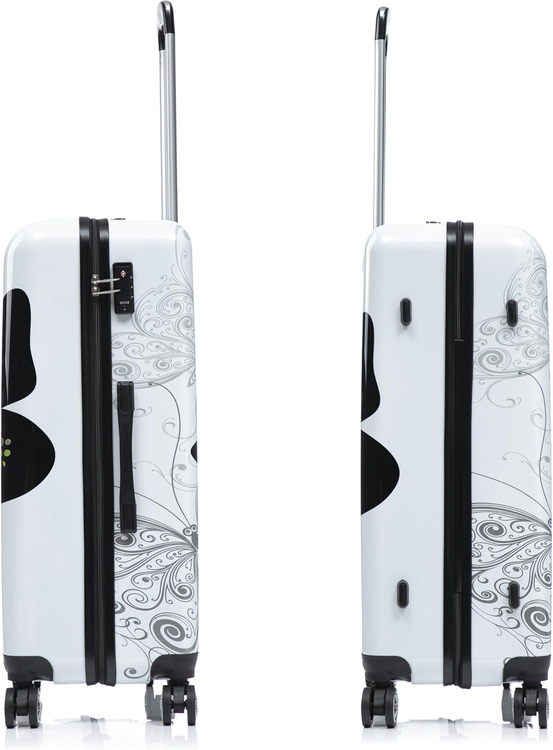 InUSA Butterfly Print Luggage with Spinner Wheels | Durable Lightweight Hardside Suitcase | Travel Bag with Handle and Trolley | (20in, 24in, 28in) 3 Piece Set