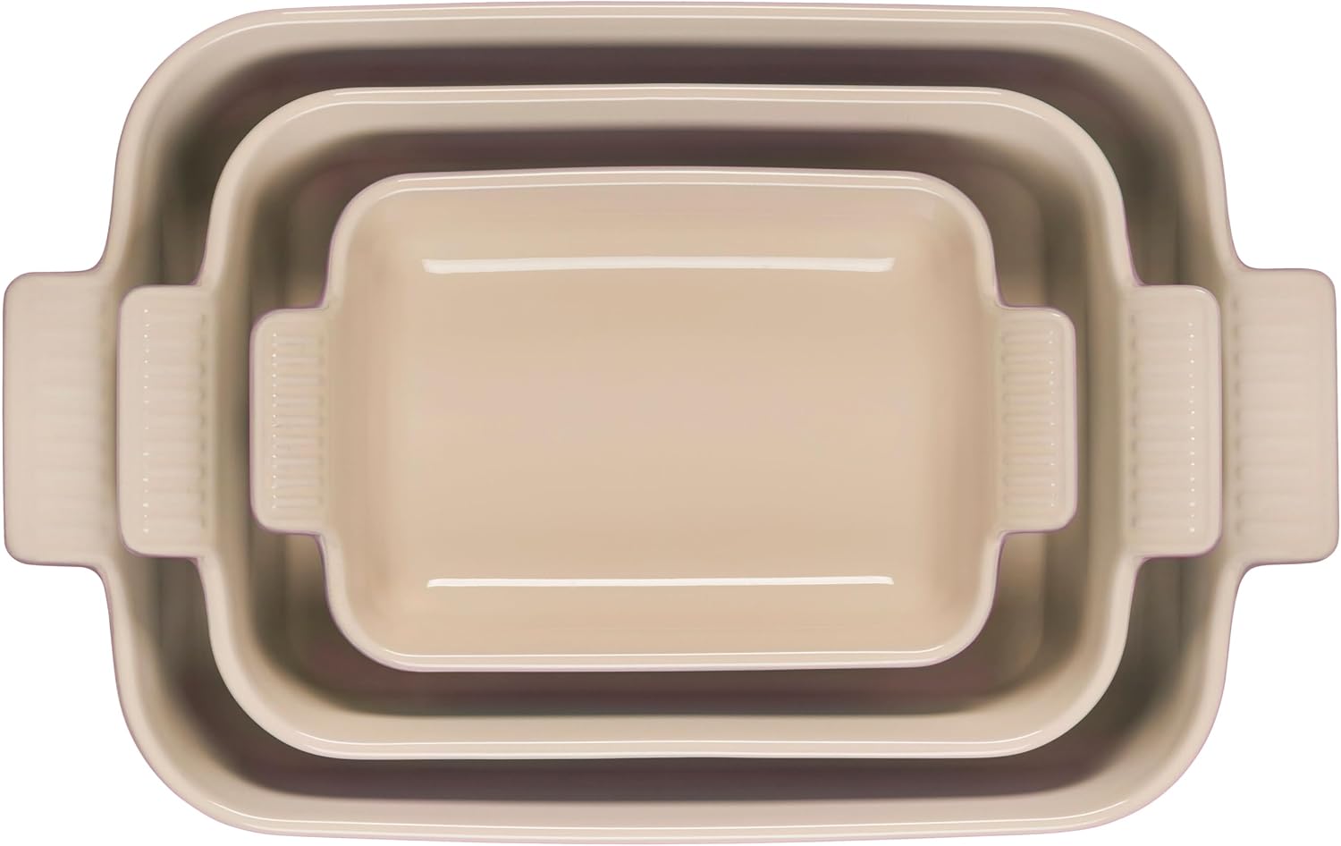 Le Creuset Stoneware Heritage 3-Piece Rectangular Baking Dish Set, Chiffon Pink