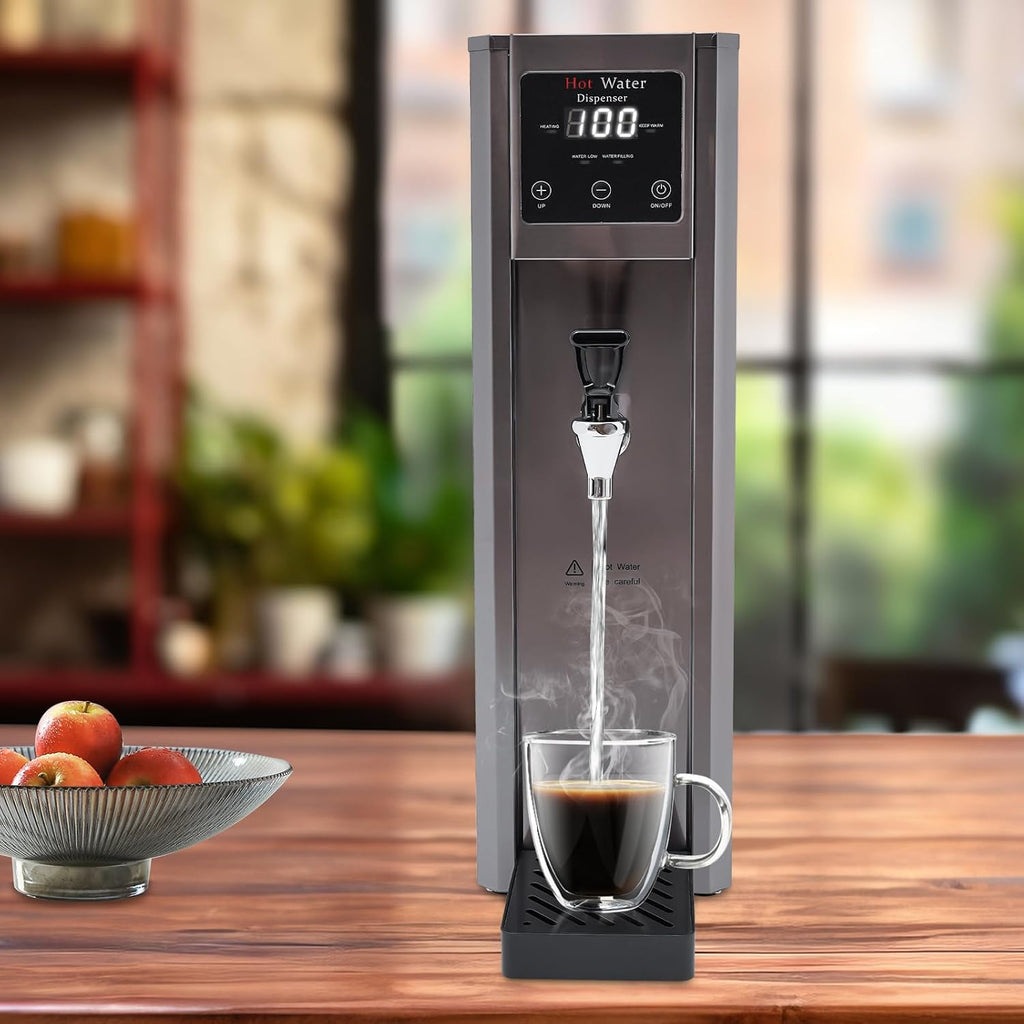 Hot Water Dispenser, 10L Commercial Electric Water Boiler Warmer 1800W Adjustable Temperatures LED Screen Display Tabletop Hot Water Machine for Living Room, Bedroom, Cafe, Milk Tea Shop