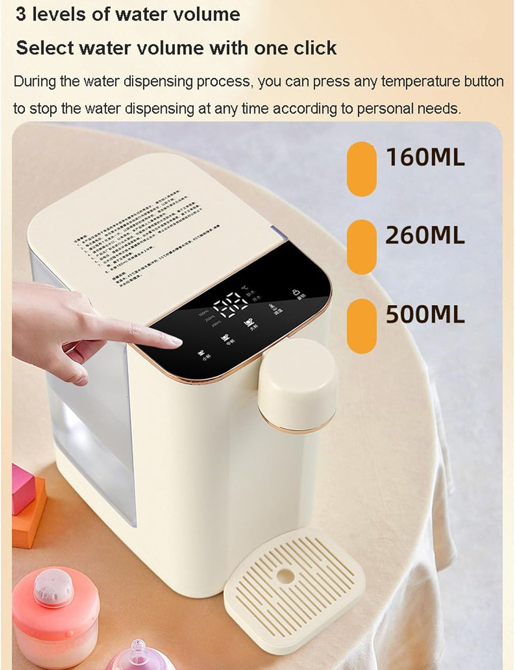 2000W Electric Instant Hot Water Dispense, 3S Quick Heat And 5-level Temperature Control, LED Smart Touch Screen, for Cafe Office or Travel
