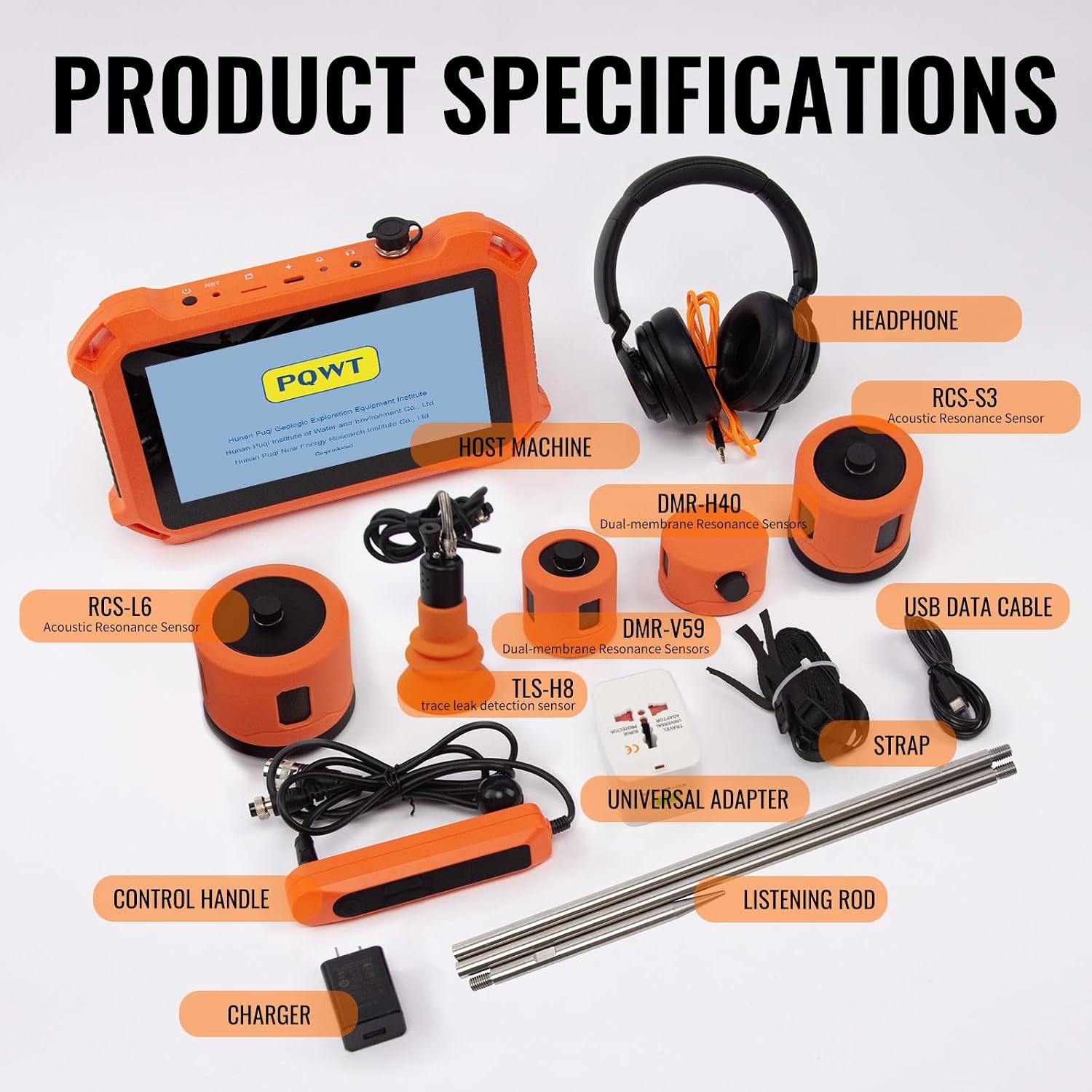 Underground Water Leak Detectors PQ125E All Scenario and Gas Wall Pipe Water Leakage Detection with Touchscreen Earphone and Carrying Case Multi Sensor Acoustic Pipeline Sound Intensifier