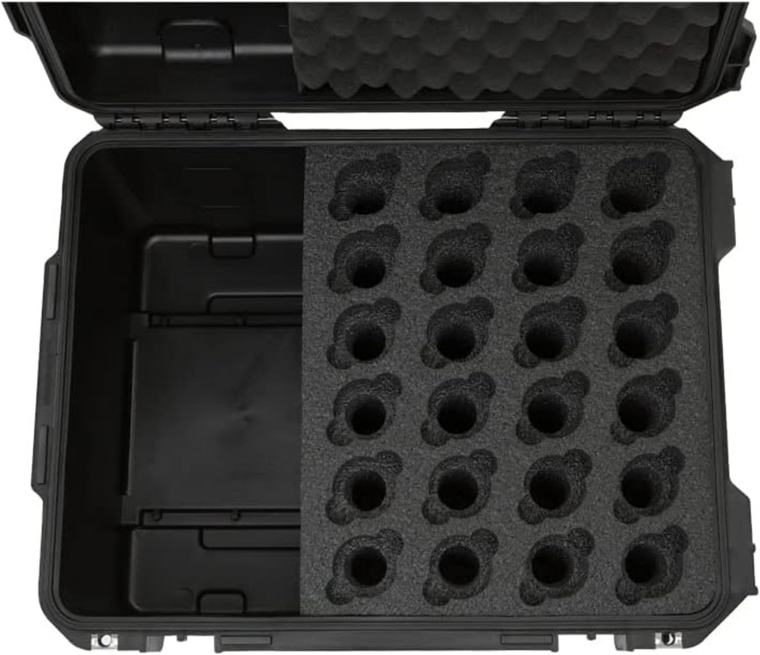SKB iSeries Microphone Hard Case, Waterproof Polypropylene Shell with 24-Slot Foam Interior, Cable Storage and Wheels for Mic System Protection