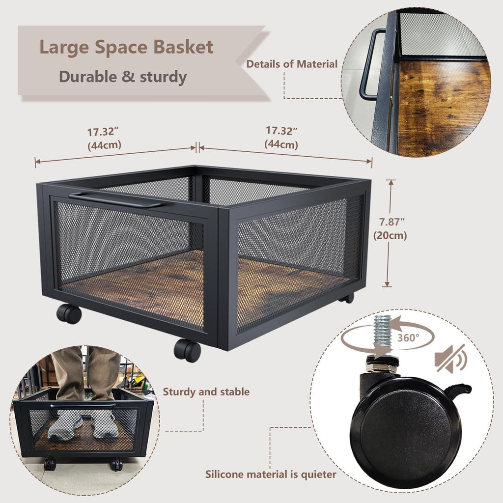COCOLUCKY Mini Fridge Stand with Storage,Mini Fridge Cabinet,Bakers Rack with Power Outlet,Coffee Bar Cabinet,Microwave Oven Stand Rack with Large Capacity Basket for Dorm Home Office s1