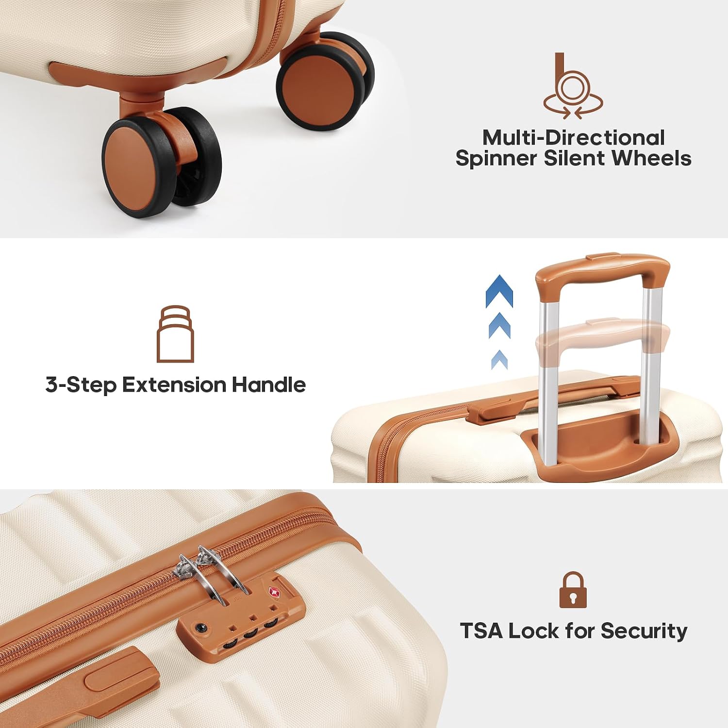7 Piece Luggage Sets with Premium YKK Zipper, 20/24/28in PC Hardside Suitcase With Spinner Wheels, Luggage Airline Approved, Durable Suitcase Sets with TSA Locks for Travel