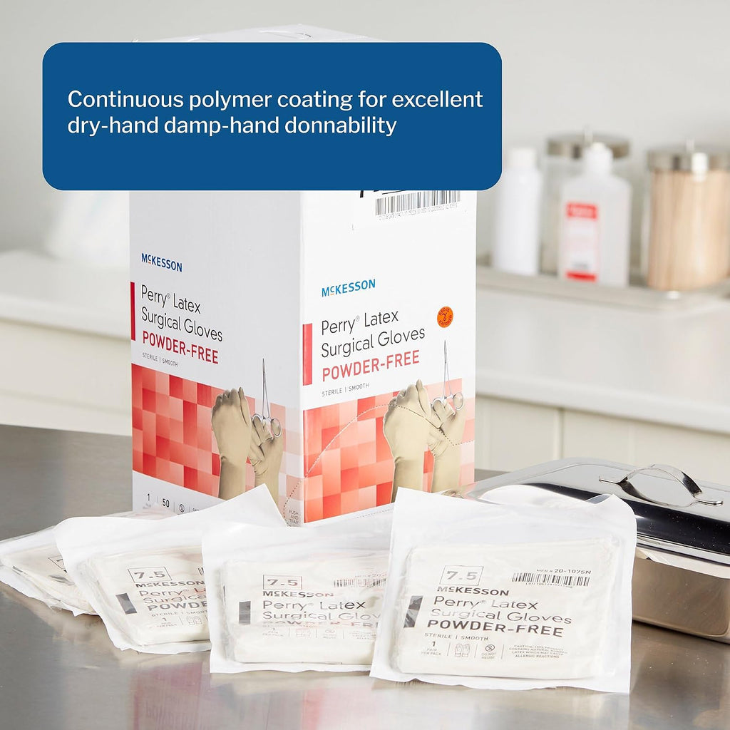 McKesson Perry Performance Plus Disposable Sterile Pair Latex Surgical Glove Extended Cuff Length