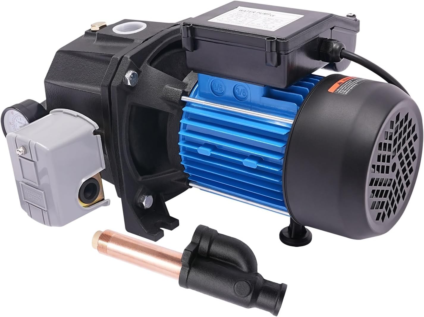 1 HP Shallow/Deep Well Pump with Ejector Kit - Cast Iron Jet Water Pump, Well Depth Up to 26ft or 82ft, Automatic Pressure Switch, 110V Water Transfer Pump for Farm Lawn Garden (1HP)
