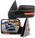 SCITOO Towing Mirrors, fit For Ford Exterior Accessories Mirrors fit 2007-2014 For Ford For F-150 Truck with Amber Turn Signal and Puddle Light Heated Power Controlling and Manual Folding (Pair)
