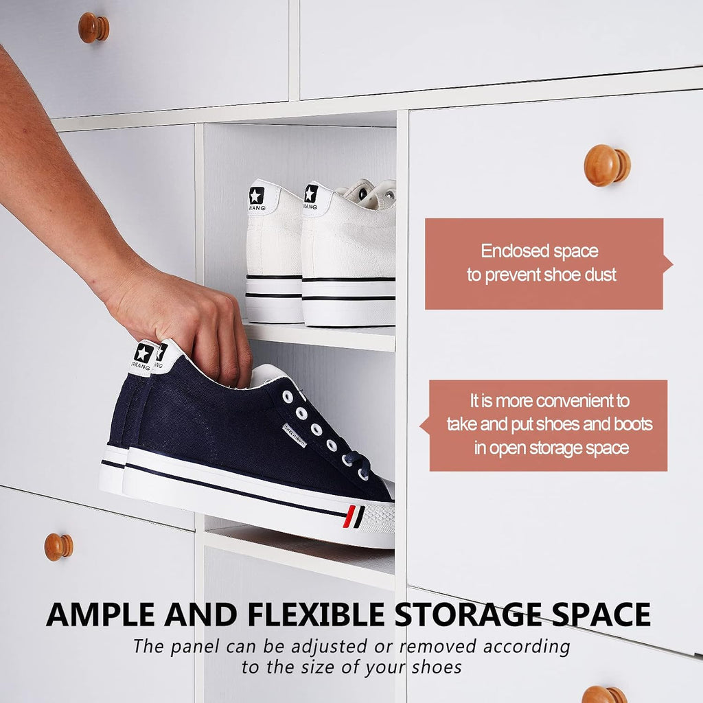 Shoe Cabinet for Entryway,Shoe Rack Storage Organizer with Drawers,Freestanding Modern Shoe Storage Cabinet,White