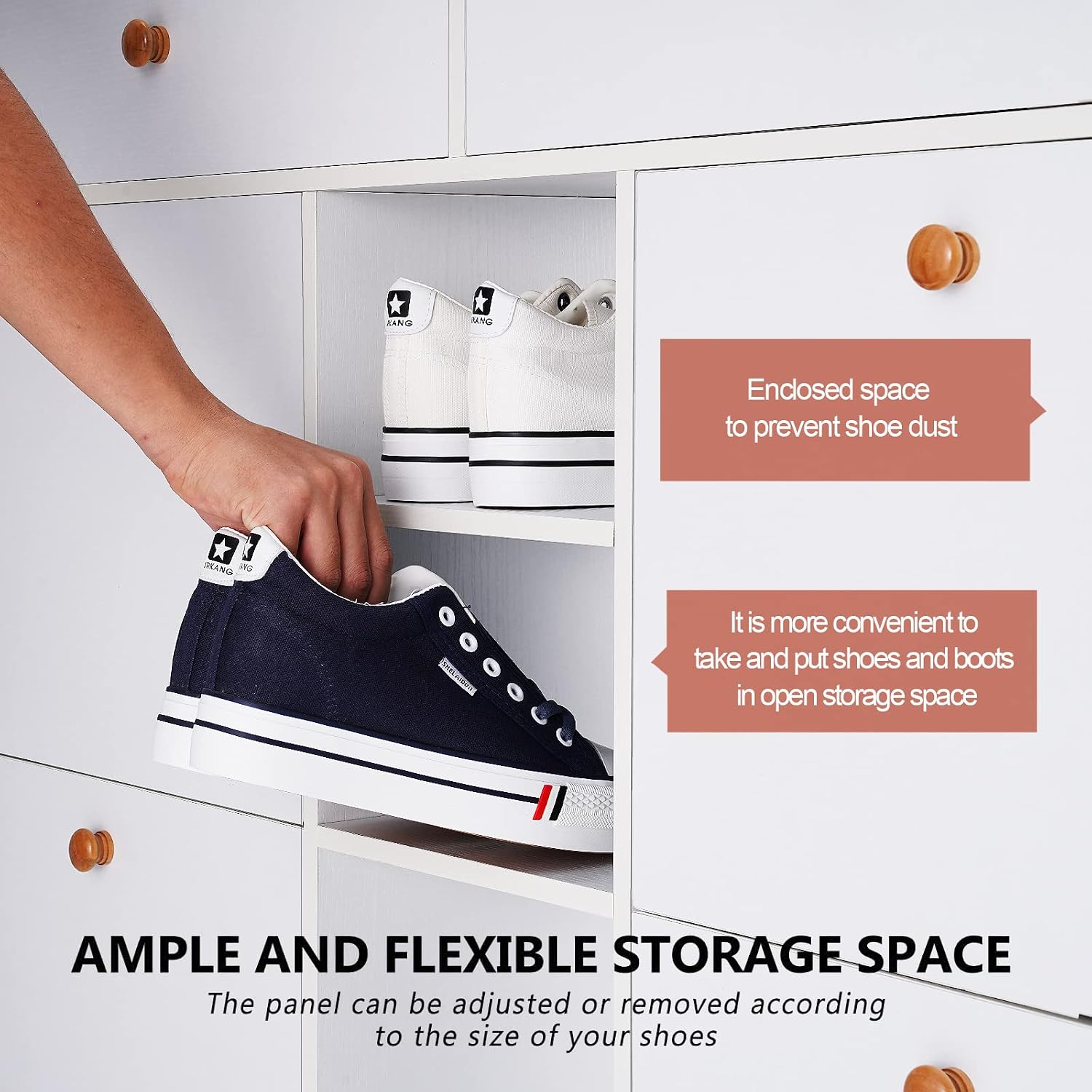Shoe Cabinet for Entryway,Shoe Rack Storage Organizer with Drawers,Freestanding Modern Shoe Storage Cabinet,White