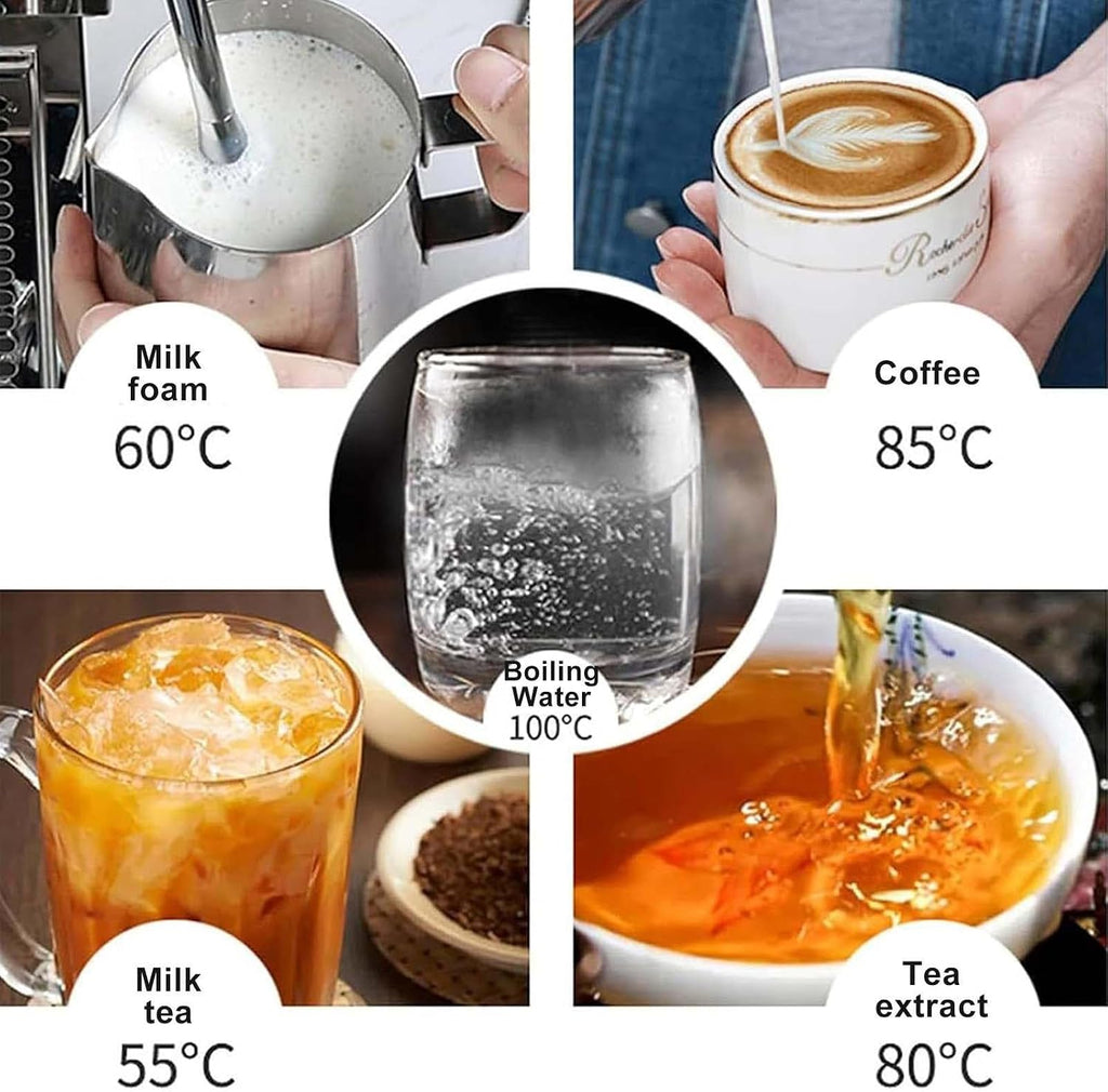 Milk Frother,Stainless Steel Milk Foam Maker, Steam Boiling Hot Water Dispenser, 2500W Boiler Electric Commercial Bubble Tea, 6L Stainless Steel Tank, 360° Steam Spray, L,
