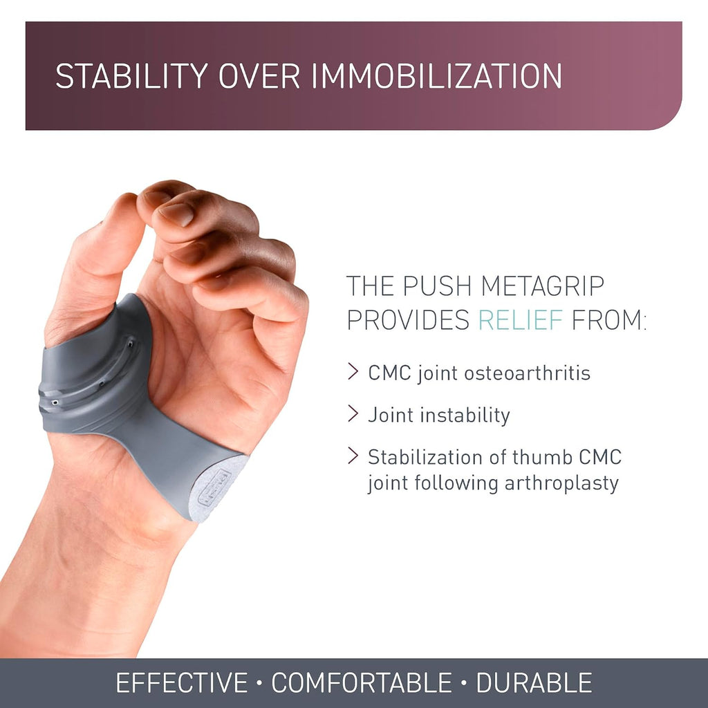 PUSH MetaGrip CMC Thumb Brace for Arthritis Pain Relief | Thumb Stabilizer & Support for CMC Joint Osteoarthritis Pain | Adjustable & Comfortable (Left Hand, Small)