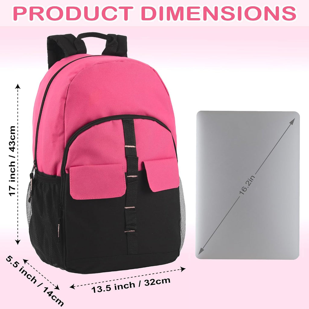 Trail maker 24 Pack Backpacks in Bulk | Wholesale Multipocket Backpacks with Side Water Bottle Pockets for Sports Teams, Homeless (Female Colors Pack)