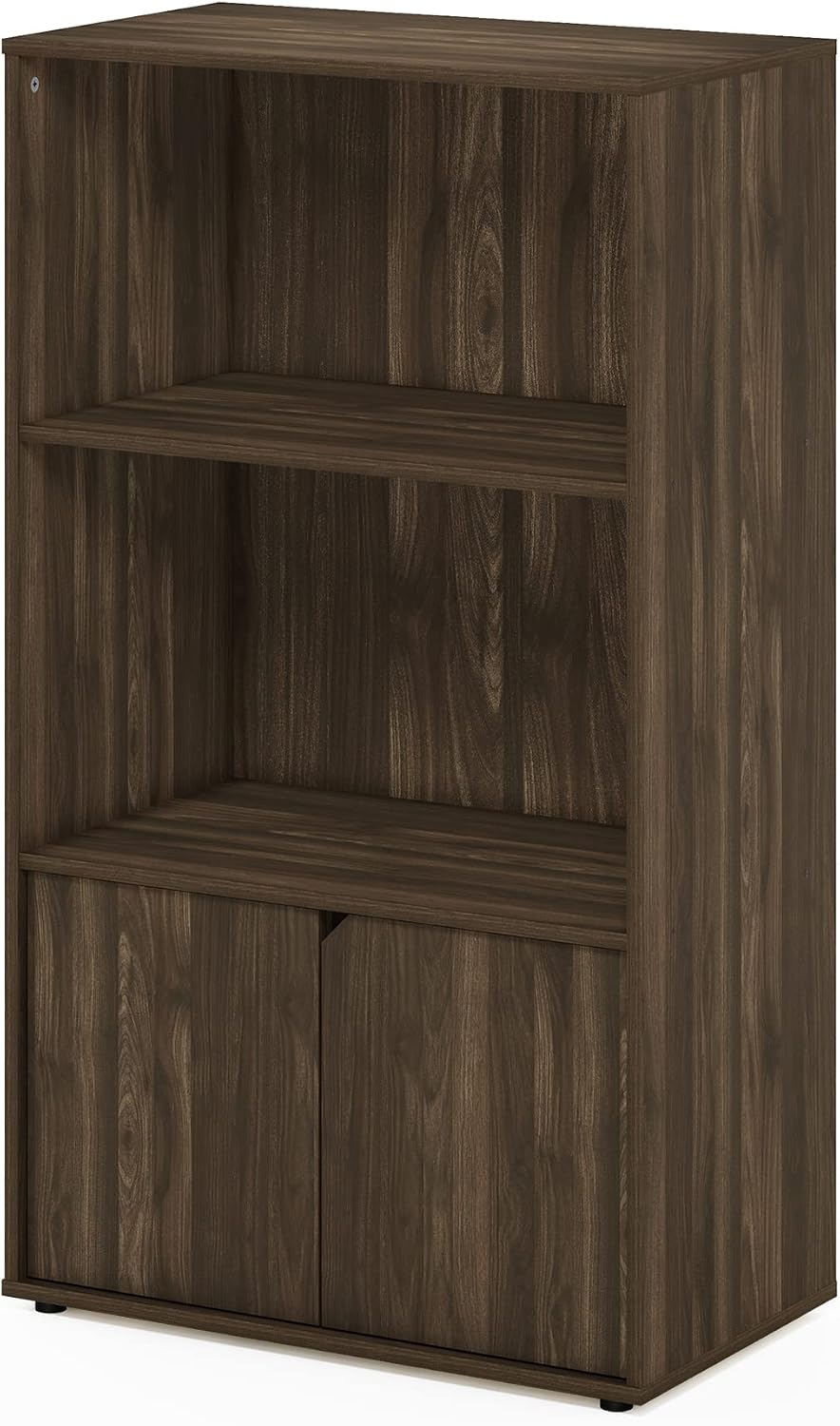 Furinno Jaya Pantry Organizers, 3-Tier Kitchen Cabinet, Coffee Bar, Kitchen Storage with Open Shelves and Closed Cabinet, for Pantry Organizers and Storage, Brown Walnut