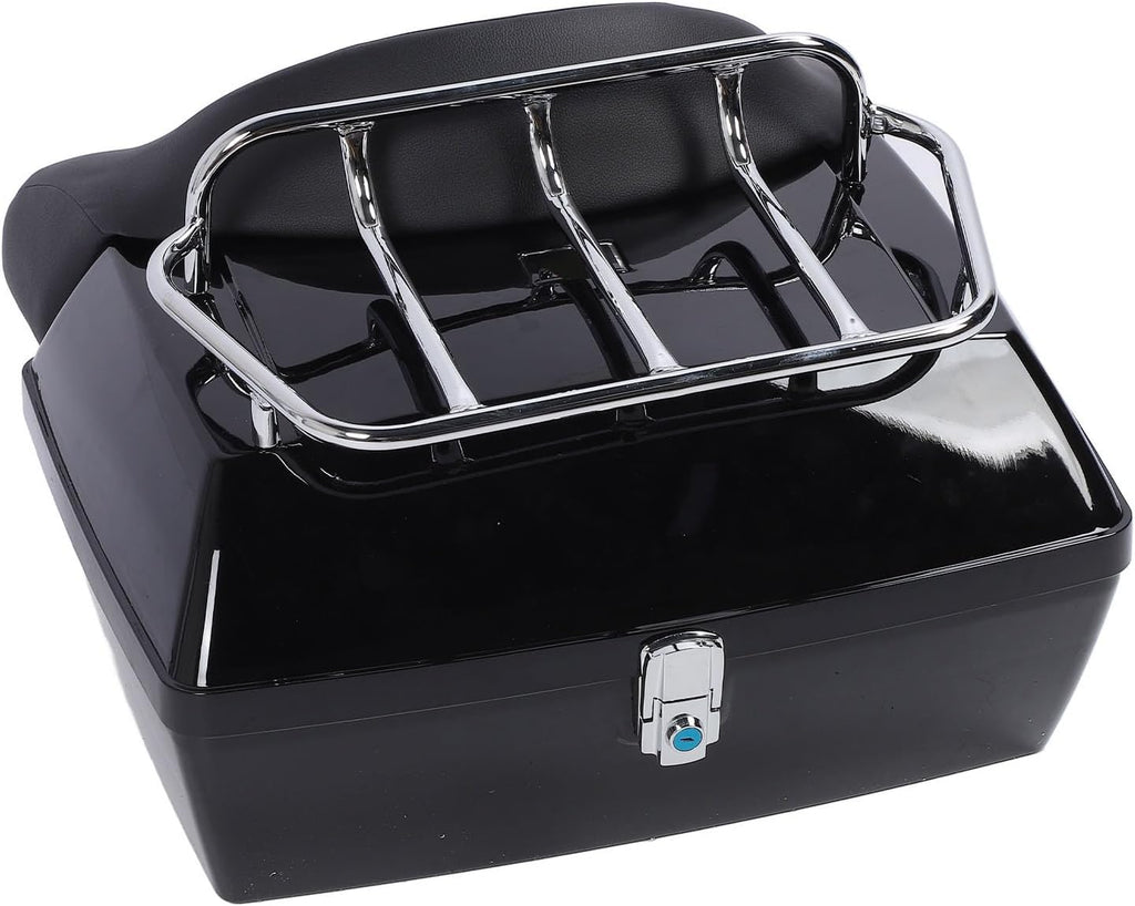 Motorcycle Rear Case 48L Universal Water Lock Backrest Cushion Trunk Tail Luggage Box Helmets Luggages (Black)