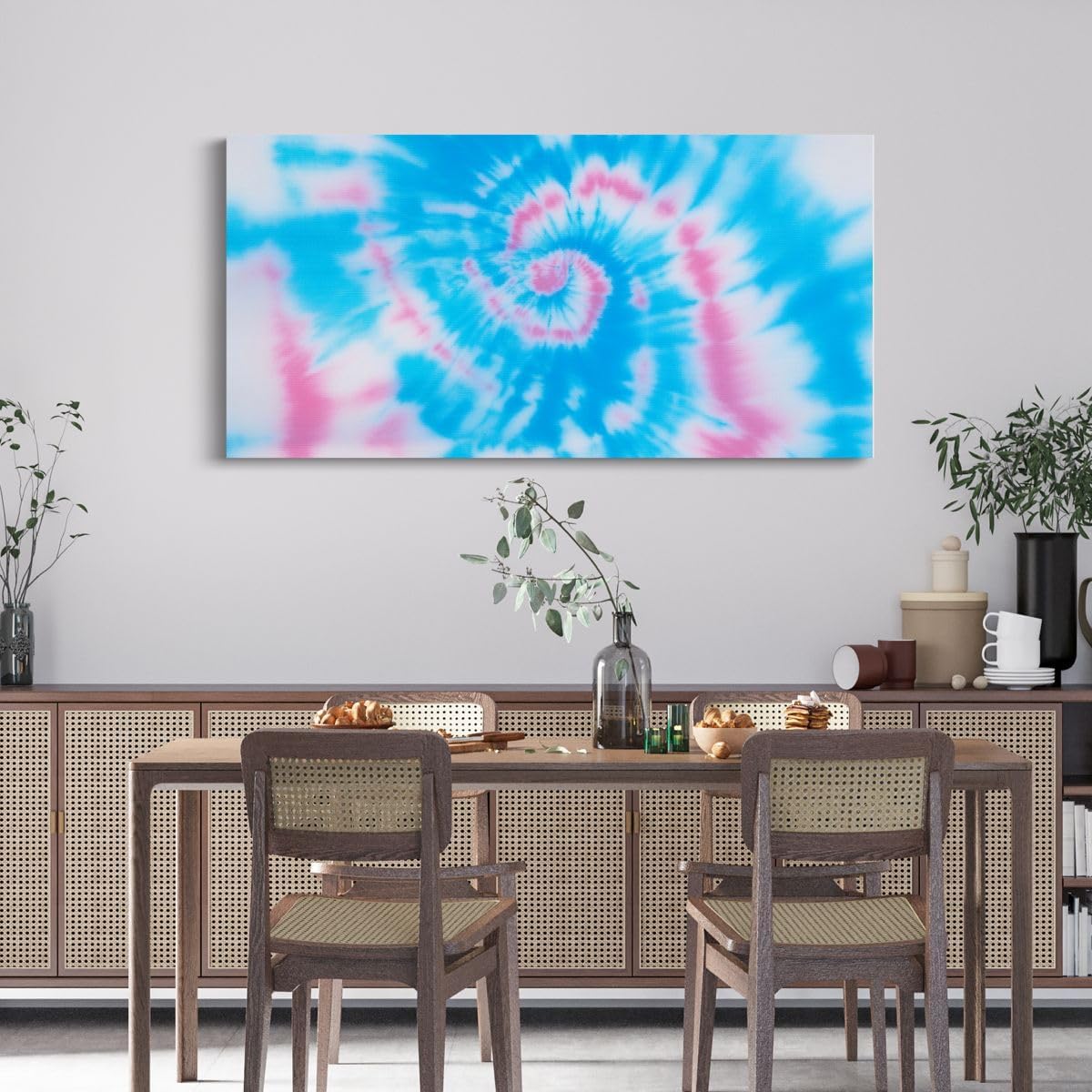 Erosebridal Tie Dye Blue Large Wall Decor 58'x29' | Swirl Bathroom Wall Art Boho Artwork Posters Bohemian Gypsy Watercolor Poster Print