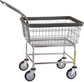 R&B Wire™ 100E Heavy Duty Rolling Wire Utility Cart with Clean Wheel System™ and Handle, 2.5 Bushel, Chrome