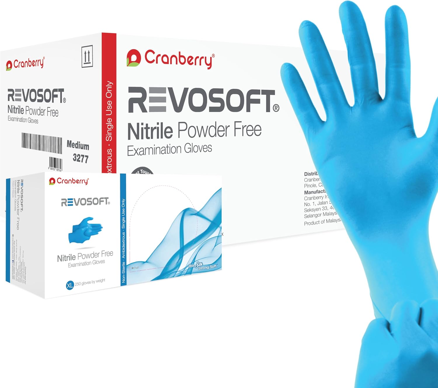 Cranberry CR3275 RevoSoft Nitrile Powder Free Exam Gloves, Disposable, 2.8 mil,
