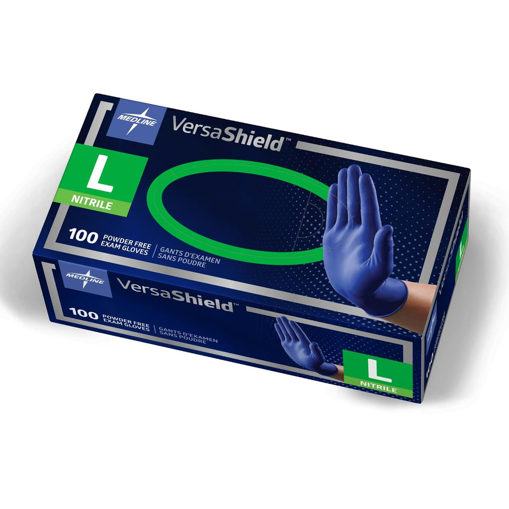 Medline VS311L VersaShield Nitrile Exam Glove, Extra Thick 5.5 mil, Disposable, Powder-Free, Cobalt Blue, Large, Pack of 1000