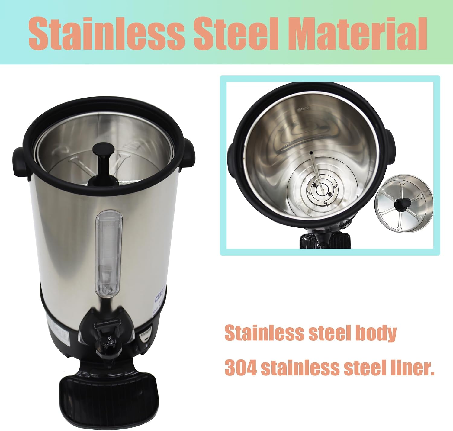 Stainless Steel 9.7L Hot Coffee Kettle Boil Dispenser for Coffee, Tea, and Beverages - Water Boiler Barrel Heat Warmer for Home or Commercial Use