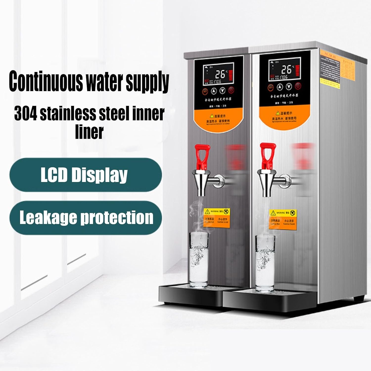 50L/H Electric Kettle Eletric Commercial Hot Water Dispenser Silver With Filter Automatic 1500W Heating