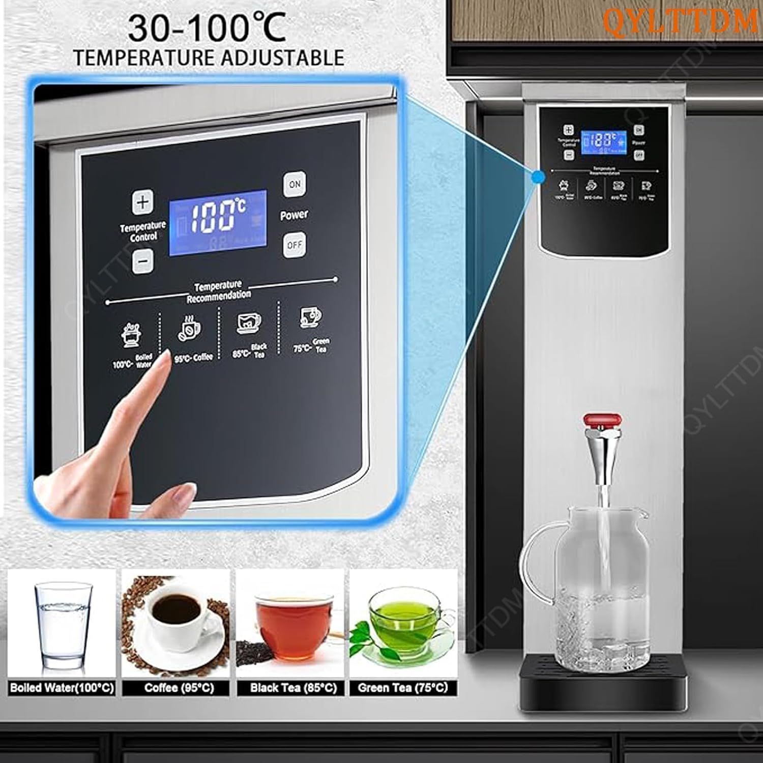 Hot Water Boiler, 2500W Autofill Stainless Steel Tea Maker, Digital Control Panel, Auto Temperature Control, Fast Boiling Water, Non Drip Tap, 35/60/90L/H Water Production (A 10L 63CM)