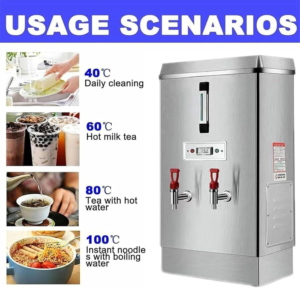 Commercial Stainless Steel Heater Water Boiler,70L/HAutomatic Hot Water Dispenser, With 2 Faucets,Rapid Heating & Automatic Keep Warm,for Catering Canteens Buffets Parties Factories Coffee Shops
