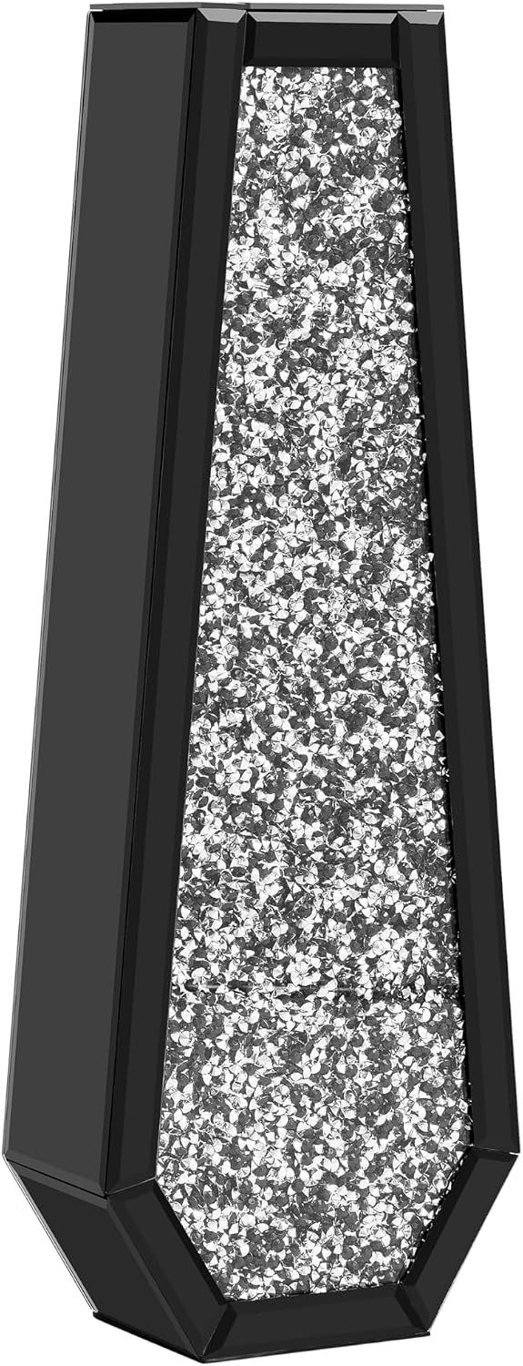 SHYFOY 30' Tall Floor Vase Black Crushed Diamond Tall Vases for Decor Living Room Floor Large Crystal Glass Decorative Floor Vase for Living Room Office Home Decor