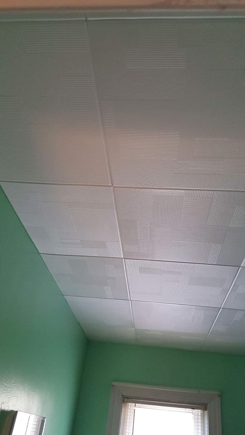 À LA MAISON CEILINGS R187 Vectors Foam Glue-up Ceiling Tile (128 sq. ft./Case), Pack of 48, Plain White