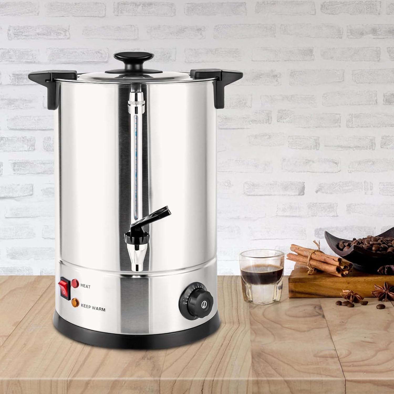 12L Commercial Coffee Maker Stainless Steel Electric Coffee Urns, Coffee Percolator Electric Commercial Urn, Drip Trays Hot Water Large Coffee Dispenser for Home, Party
