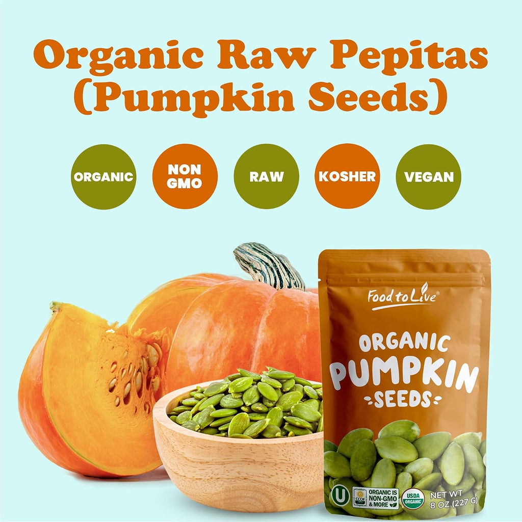 Food to Live Organic Raw Pepitas, 18 Pounds — Non-GMO, Pumpkin Seed Kernels, Unsalted, No Oil, No Shell, Vegan, Kosher, Bulk. Keto Snack.